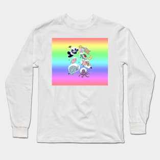 Space Animals Ombre Rainbow Long Sleeve T-Shirt